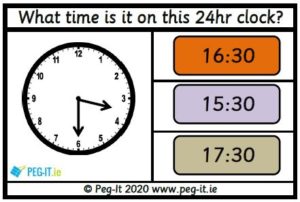 Analogue-Digital Time Matching: Half Past (24 Hour) | Peg IT