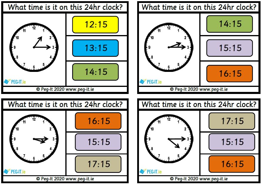 Analogue Digital Time Matching Quarter Past 24 Hour Peg IT